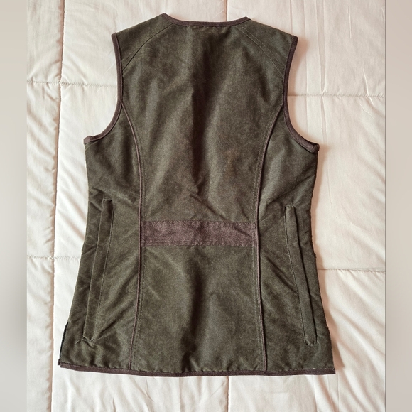 Sleeveless utility jacket vest, olive/military green with brown details, XS - Picture 5 of 16
